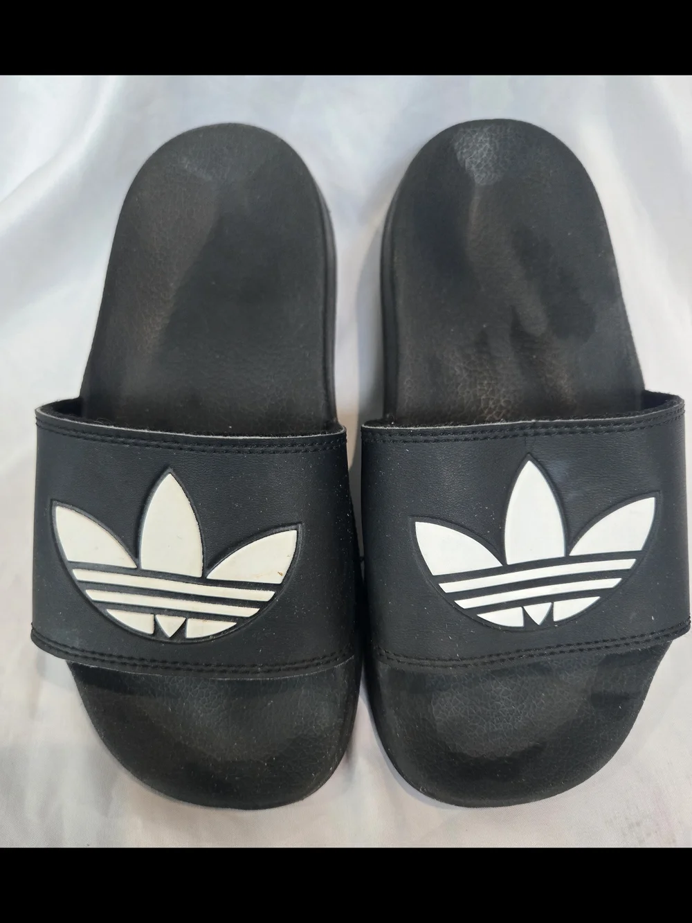 adidas Black Slides with White Trefoil Logos